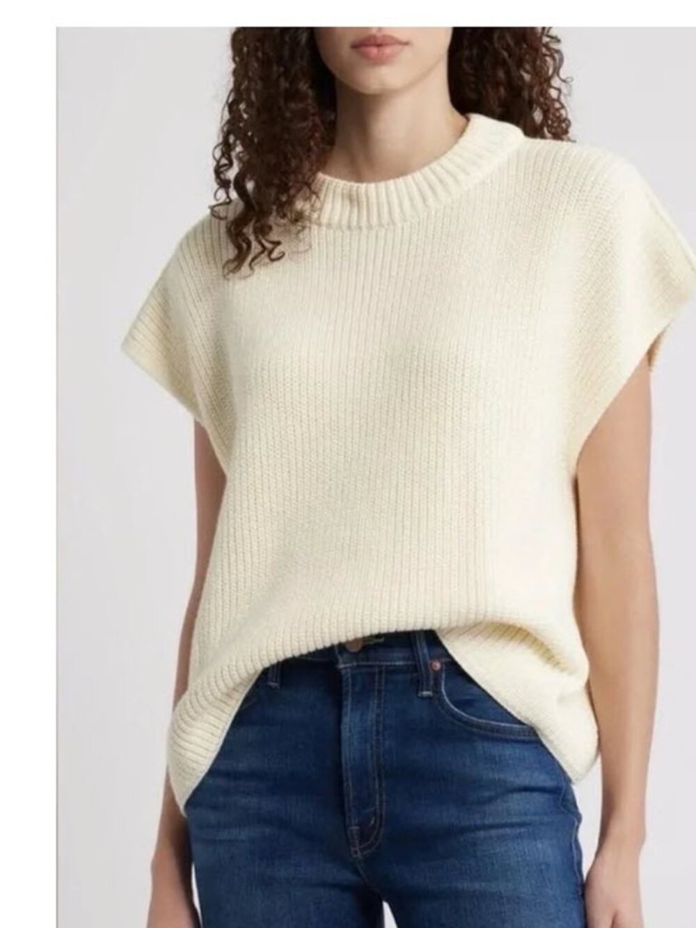 Frank & Eileen Montecito Italian Sweater Vest in Cream Sz S